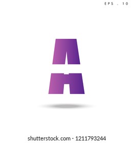 Creative unique elegant geometric, minimal fashion brand , purple gradient   color, A  initial based letter icon logo.