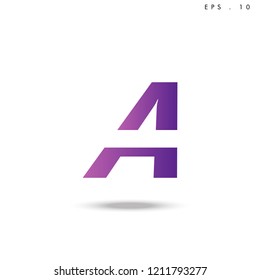 Creative unique elegant geometric, minimal fashion brand , purple gradient   color, A  initial based letter icon logo.
