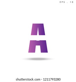 Creative unique elegant geometric, minimal fashion brand , purple gradient   color, A  initial based letter icon logo.