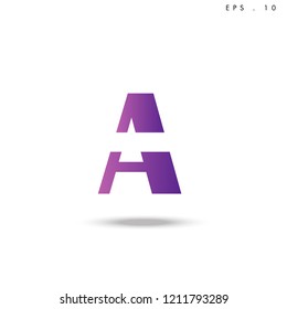 Creative unique elegant geometric, minimal fashion brand , purple gradient   color, A  initial based letter icon logo.