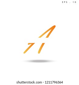 Creative unique elegant geometric, minimal fashion brand , orange gradient  color, A  initial based letter icon logo.