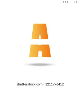 Creative unique elegant geometric, minimal fashion brand , orange gradient  color, A  initial based letter icon logo.