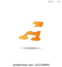 Creative unique elegant geometric, minimal fashion brand , orange gradient  color, A  initial based letter icon logo.