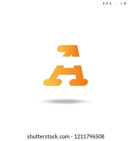 Creative unique elegant geometric, minimal fashion brand , orange gradient  color, A  initial based letter icon logo.