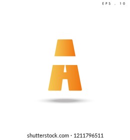 Creative unique elegant geometric, minimal fashion brand , orange gradient  color, A  initial based letter icon logo.