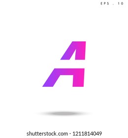 Creative unique elegant geometric, minimal fashion brand ,pink gradient  color, A  initial based letter icon logo.