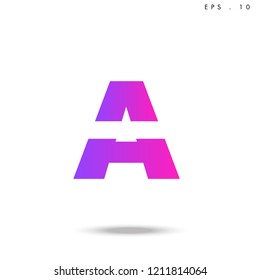 Creative unique elegant geometric, minimal fashion brand ,pink gradient  color, A  initial based letter icon logo.