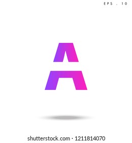 Creative unique elegant geometric, minimal fashion brand ,pink gradient  color, A  initial based letter icon logo.