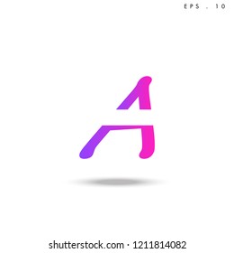 Creative unique elegant geometric, minimal fashion brand ,pink gradient  color, A  initial based letter icon logo.