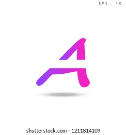 Creative unique elegant geometric, minimal fashion brand ,pink gradient  color, A  initial based letter icon logo.