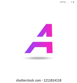 Creative unique elegant geometric, minimal fashion brand ,pink gradient  color, A  initial based letter icon logo.