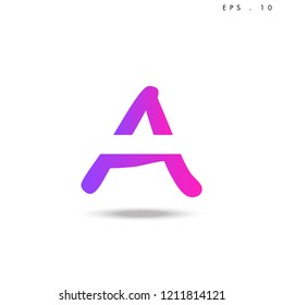 Creative unique elegant geometric, minimal fashion brand ,pink gradient  color, A  initial based letter icon logo.