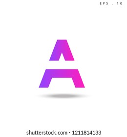 Creative unique elegant geometric, minimal fashion brand ,pink gradient  color, A  initial based letter icon logo.