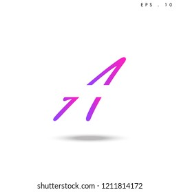 Creative unique elegant geometric, minimal fashion brand ,pink gradient  color, A  initial based letter icon logo.