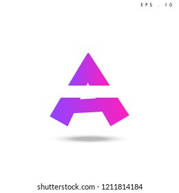 Creative unique elegant geometric, minimal fashion brand ,pink gradient  color, A  initial based letter icon logo.