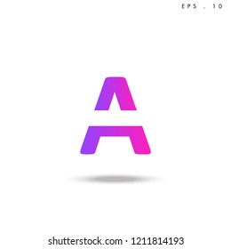 Creative unique elegant geometric, minimal fashion brand ,pink gradient  color, A  initial based letter icon logo.