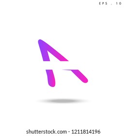 Creative unique elegant geometric, minimal fashion brand ,pink gradient  color, A  initial based letter icon logo.