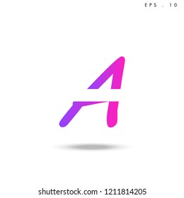 Creative unique elegant geometric, minimal fashion brand ,pink gradient  color, A  initial based letter icon logo.
