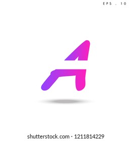 Creative unique elegant geometric, minimal fashion brand ,pink gradient  color, A  initial based letter icon logo.