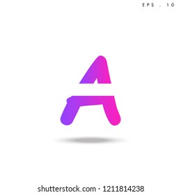 Creative unique elegant geometric, minimal fashion brand ,pink gradient  color, A  initial based letter icon logo.