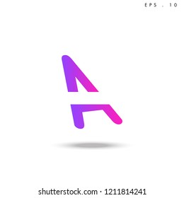 Creative unique elegant geometric, minimal fashion brand ,pink gradient  color, A  initial based letter icon logo.