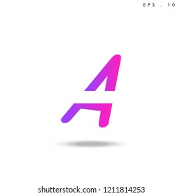 Creative unique elegant geometric, minimal fashion brand ,pink gradient  color, A  initial based letter icon logo.