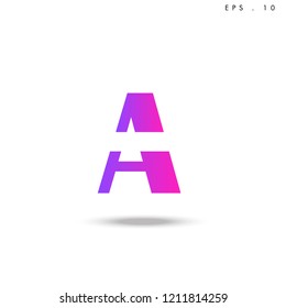Creative unique elegant geometric, minimal fashion brand ,pink gradient  color, A  initial based letter icon logo.