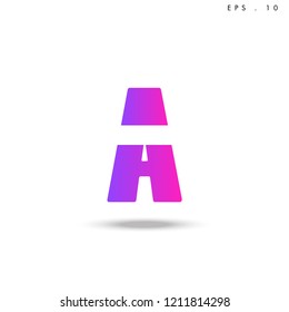 Creative unique elegant geometric, minimal fashion brand ,pink gradient  color, A  initial based letter icon logo.