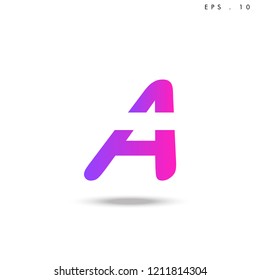 Creative unique elegant geometric, minimal fashion brand ,pink gradient  color, A  initial based letter icon logo.