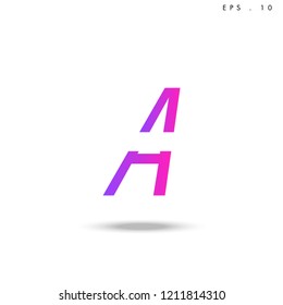 Creative unique elegant geometric, minimal fashion brand ,pink gradient  color, A  initial based letter icon logo.