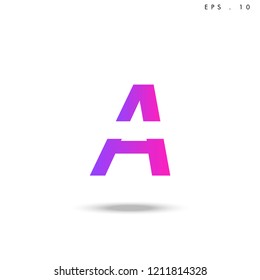 Creative unique elegant geometric, minimal fashion brand ,pink gradient  color, A  initial based letter icon logo.