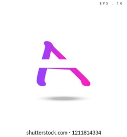 Creative unique elegant geometric, minimal fashion brand ,pink gradient  color, A  initial based letter icon logo.