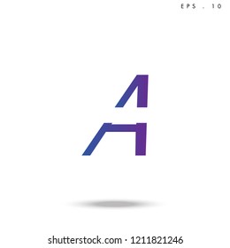 Creative unique elegant geometric, minimal fashion brand , purple gradient  color, A  initial based letter icon logo.
