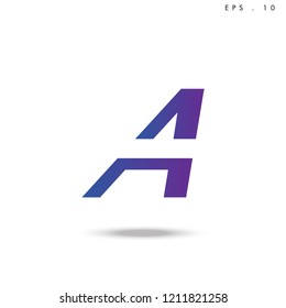 Creative unique elegant geometric, minimal fashion brand , purple gradient  color, A  initial based letter icon logo.