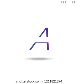 Creative unique elegant geometric, minimal fashion brand , purple gradient  color, A  initial based letter icon logo.