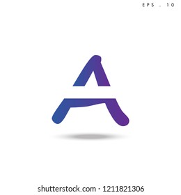 Creative unique elegant geometric, minimal fashion brand , purple gradient  color, A  initial based letter icon logo.