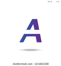 Creative unique elegant geometric, minimal fashion brand , purple gradient  color, A  initial based letter icon logo.