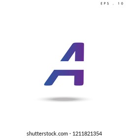 Creative unique elegant geometric, minimal fashion brand , purple gradient  color, A  initial based letter icon logo.