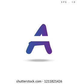Creative unique elegant geometric, minimal fashion brand , purple gradient  color, A  initial based letter icon logo.