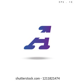 Creative unique elegant geometric, minimal fashion brand , purple gradient  color, A  initial based letter icon logo.