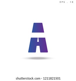 Creative unique elegant geometric, minimal fashion brand , purple gradient  color, A  initial based letter icon logo.