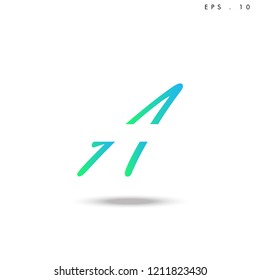 Creative unique elegant geometric, minimal fashion brand ,gradient  color, A  initial based letter icon logo.
