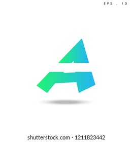 Creative unique elegant geometric, minimal fashion brand ,gradient  color, A  initial based letter icon logo.