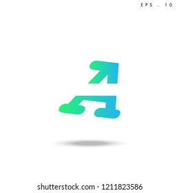 Creative unique elegant geometric, minimal fashion brand ,gradient  color, A  initial based letter icon logo.