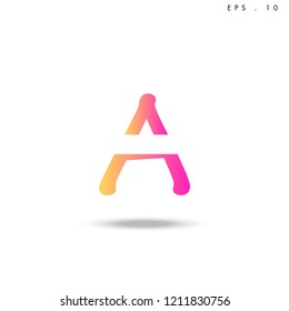 Creative unique elegant geometric, minimal fashion brand , pink gradient  color, A  initial based letter icon logo.