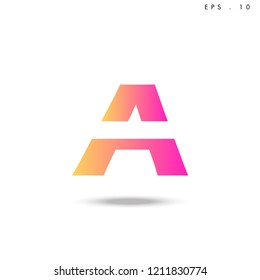 Creative unique elegant geometric, minimal fashion brand , pink gradient  color, A  initial based letter icon logo.