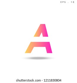 Creative unique elegant geometric, minimal fashion brand , pink gradient  color, A  initial based letter icon logo.