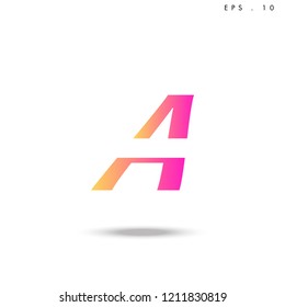 Creative unique elegant geometric, minimal fashion brand , pink gradient  color, A  initial based letter icon logo.