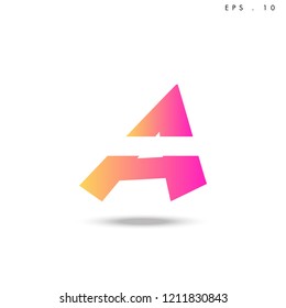 Creative unique elegant geometric, minimal fashion brand , pink gradient  color, A  initial based letter icon logo.