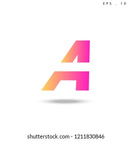 Creative unique elegant geometric, minimal fashion brand , pink gradient  color, A  initial based letter icon logo.